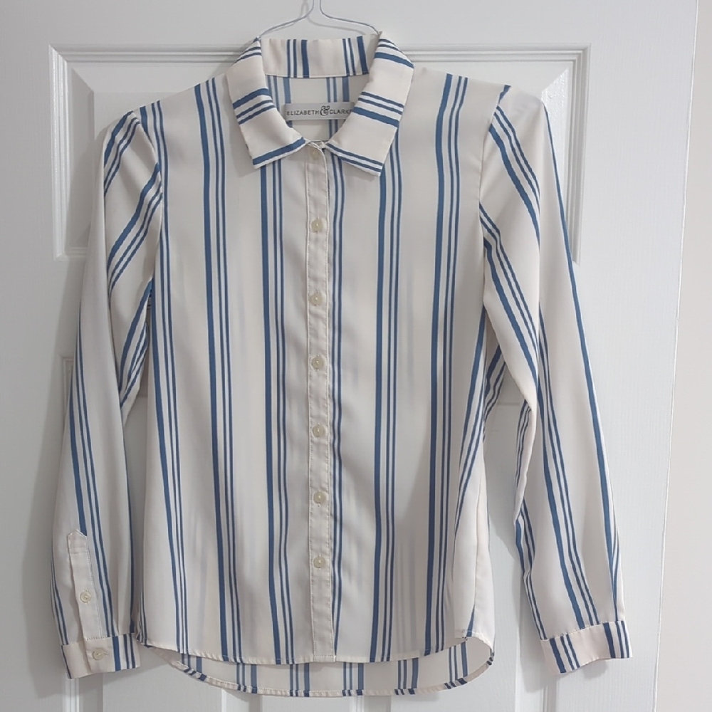 Blue Striped Button-Down Shirt by Collective Concepts